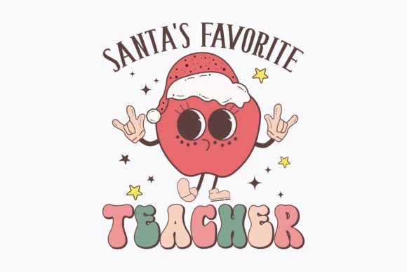 Christmas Santa's Favorite Teacher Retro Embroidery Design Review