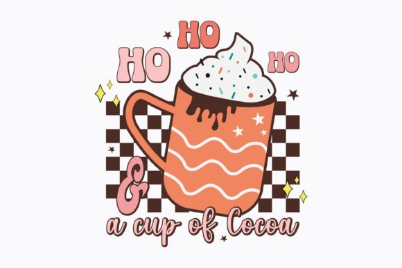 Holiday Vibes: Ho Ho Ho and a Cup Christmas Retro Svg